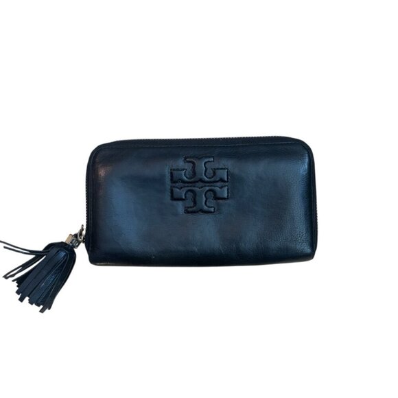 Tory Burch Lily Zip Continental Wallet Black Leather - Picture 1 of 8